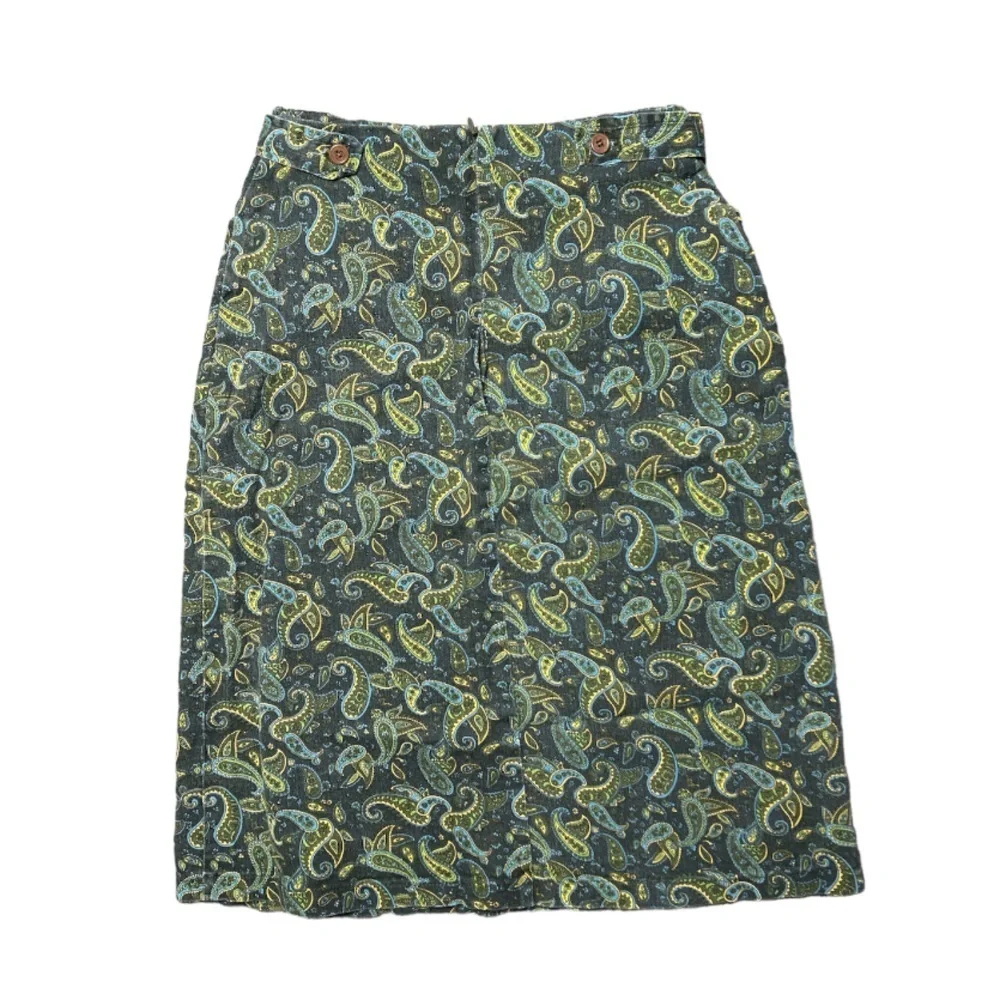 Vintage Denim Paisley Pattern Skirt - Picture 2 of 12